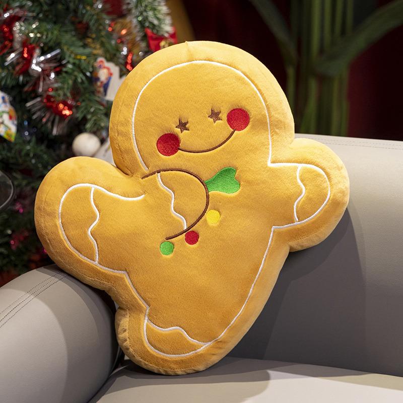 Niedliches Weihnachtsbaum Lebkuchenmann Kissen Wohnzimmer Sofakissen Puppe Weihnachtsdekoration Girlande Kinderspielzeug W4548WW-. beige