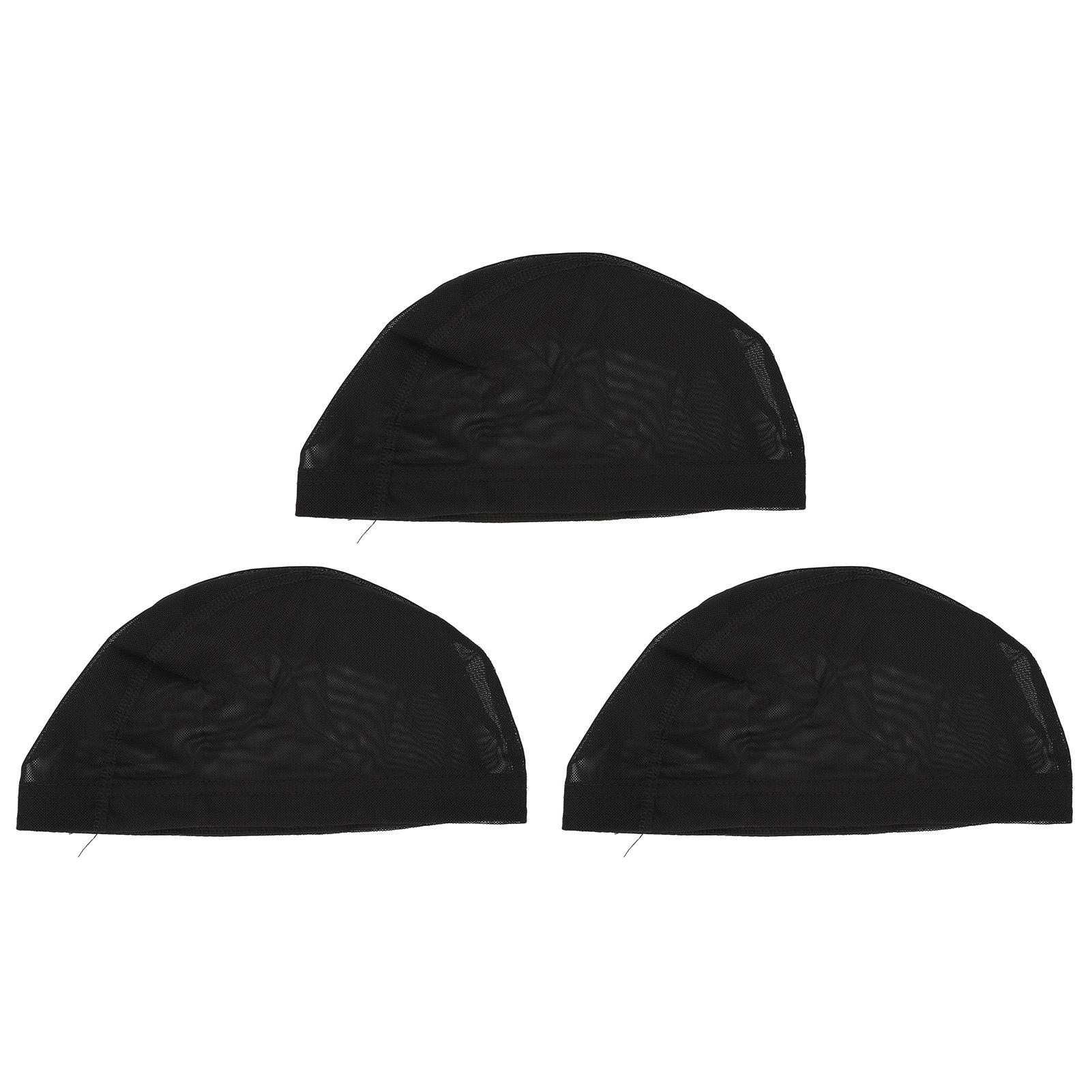 3Pcs Perücke Haar Net Caps Nylon Atmungsaktiv Komfortable Bouncy Schwarz Mesh Perücke Haar Net