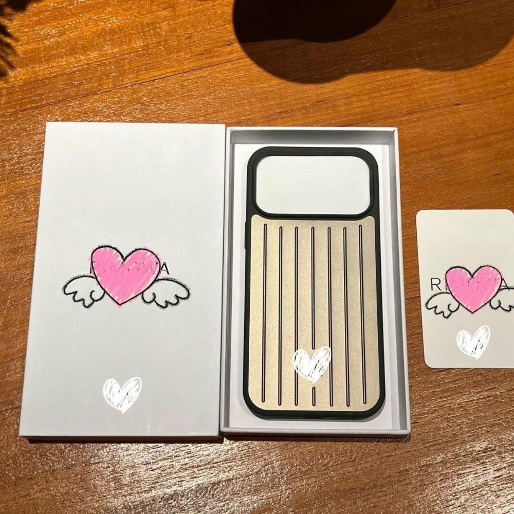 Ins Premium Aluminiumlegierung Handyhülle Für RIMOWA Box Für iPhone 17 Pro Max 16 15 14 13 3D Wellenstreifen Gepäck Verbesserter Fallschutz Schutzhülle iPhone 14 Pro Max gold