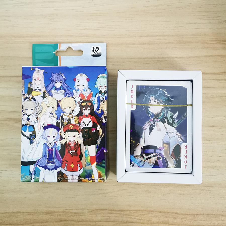 Anime Poker Karten Spielzeug SAO Fairy Tail Jujutsu Kaise Dämon Slayer Danganronpa Brettspiel Karten Hardcover Poker Spielzeug Geschenk Genshin Impact