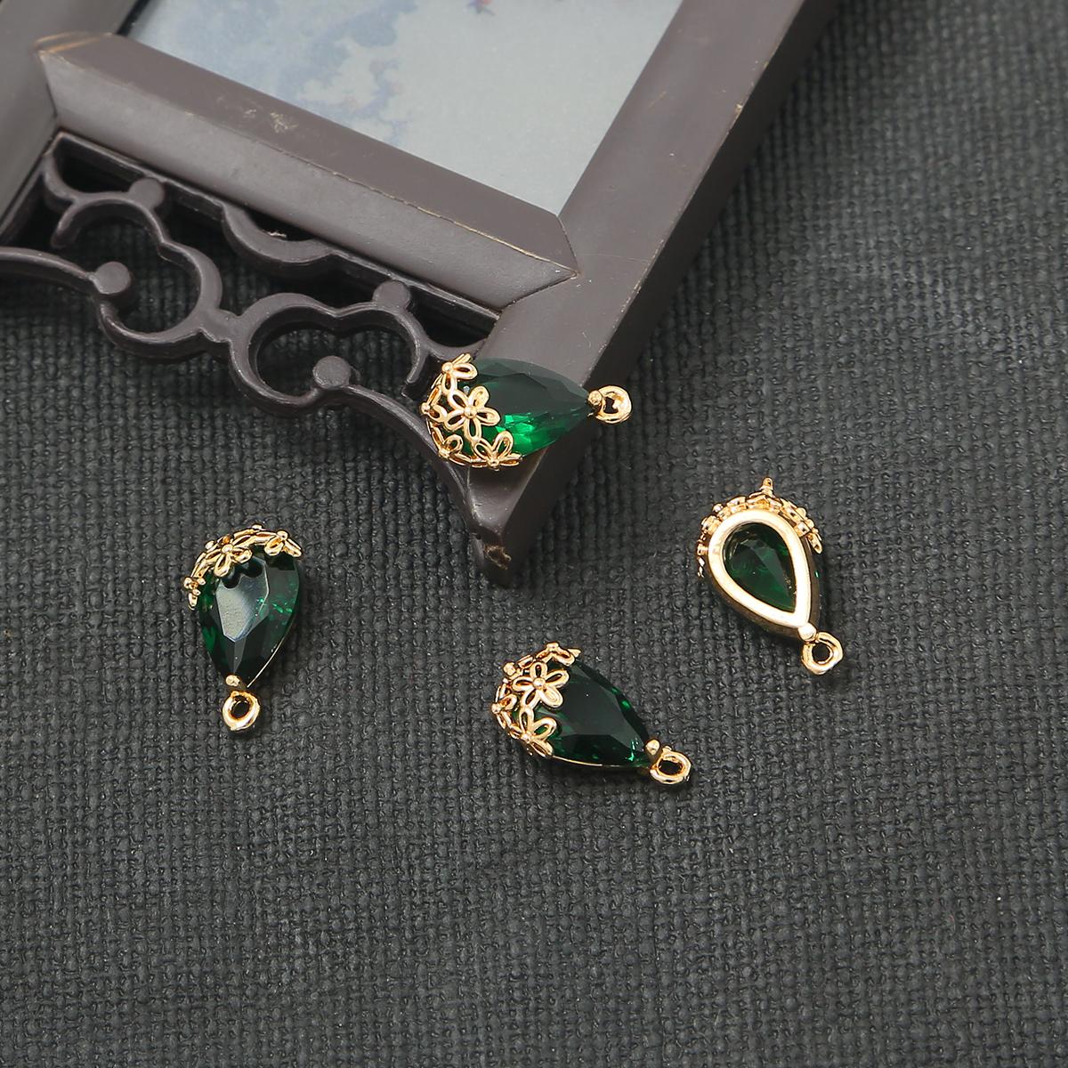 Kupfer Antiker Anhänger Dekorativer Rand Wassertropfen Charms DIY Teile für Schmuckherstellung Zubehör Zubehör 9×16mm dunkelgrüne
