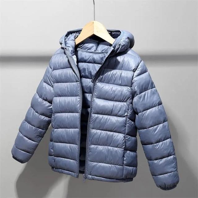 Kinder 2–12 Jahre alt, Daunen-Baumwolljacke, Kleidung für Jungen und Mädchen, mit Baumwolle gepolsterte Kleidung für Kinder, warme Daunenmäntel 3-4 grau