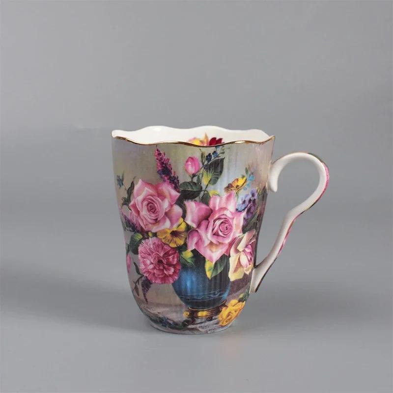 Hochwertiges Porzellan, elegante Kaffeetassen, Milchteetassen im europäischen Stil, Tassen mit Goldrand, hochwertiges Porzellan, Trinkgeschirr für die Küche 260ml