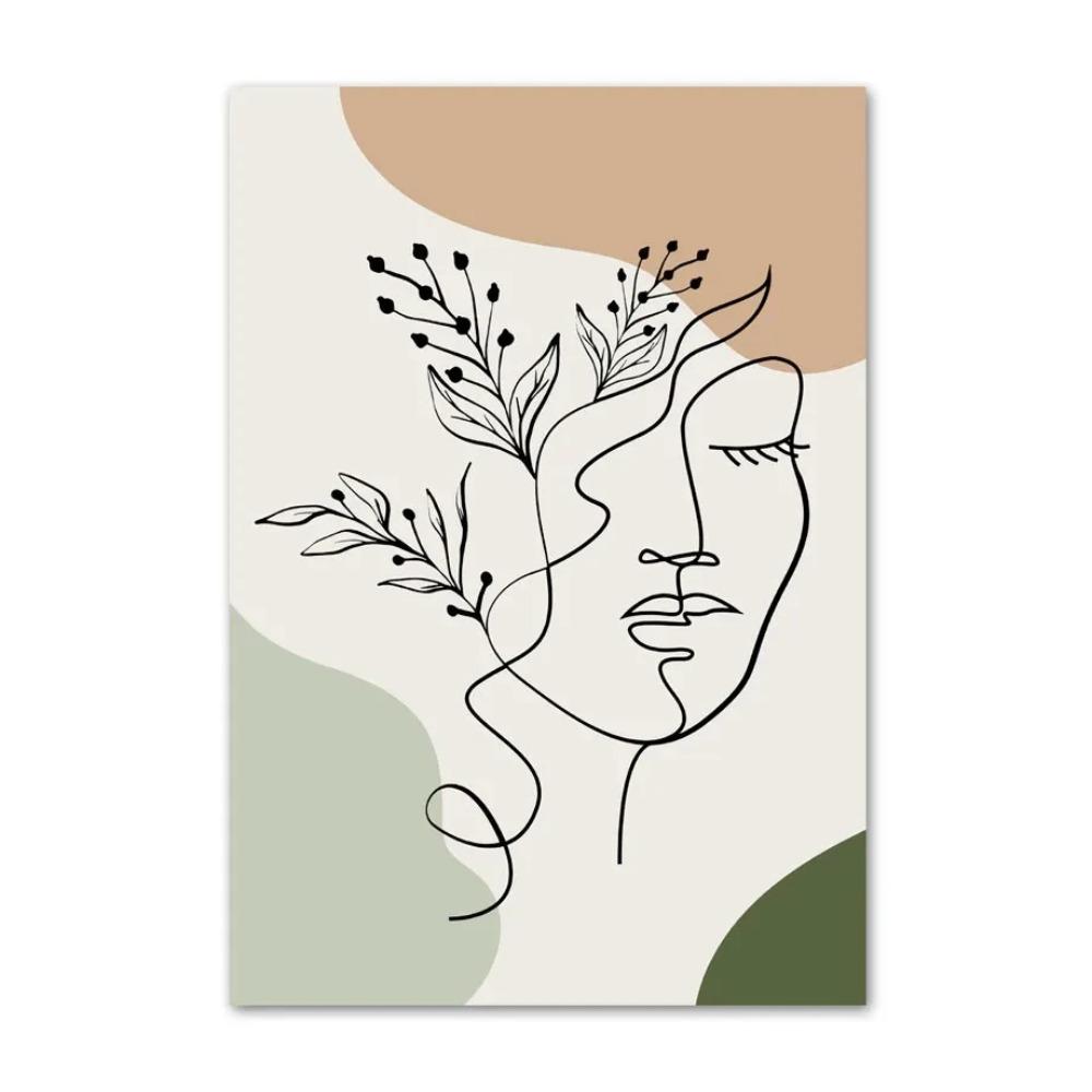 Boho Salbeigrün Pflanzen Poster Abstrakte Kunst Geometrische Wandkunst Leinwandmalerei Nordische Kunst Poster Wohnzimmer Heimdeko 60x90cm Unframe