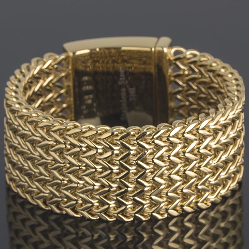 30MM 21/22/23CM Lange Luxus Nie Verblassen Gold Farbe Mann Armband für Männer Edelstahl männer der Armbänder Auf Hand Schmuck Armband 21CM gold