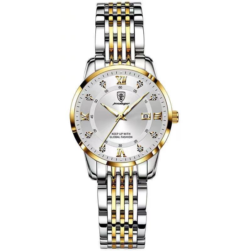 Neue TOP-Marke Luxus Damenuhr mit Box wasserdicht leuchtende Damenuhr Damen Quarzuhren white