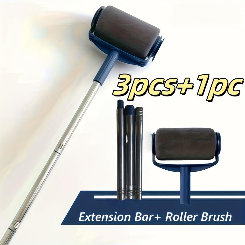 3 Stück Verlängerungsrohre + 1 Stück Rollenkopf - Professionelles Heimfarbroller-Set mit großer selbstansaugender Bürste, Ideal für Latex- und Wandfarbe, Glatte Beschichtung 4pcs