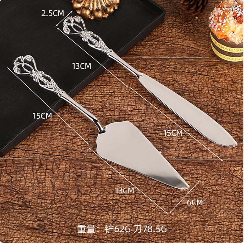 2 Stücke Zepter Silber Kuchenmesser und Schaufel Pizza Brotmesser Hochzeit Partei Liefert Kuchenmesser Dreieck Brotschaufel Backenwerkzeuge