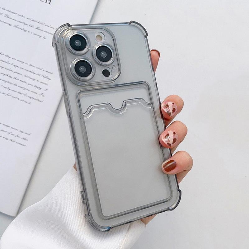 Stoßfeste weiche Silikonhülle mit Kartensteckplatz für iPhone 16 Pro Max 15 14 13 12 Pro MAX 12 Pro 11 X XR XS 7 8 Plus Klare Handyhülle iphone 13 Pro MAX schwarz