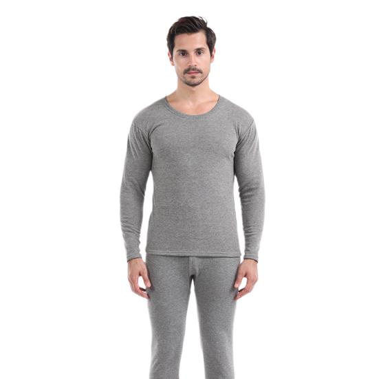 2 Teile/Satz Winter Herren Thermounterwäsche Set Rundhals Langarm Warm Dick Hohe Elastizität Slim Fit Offener Schritt Herren Pyjama Set Sport Oberteil Hosen Set M licht grau