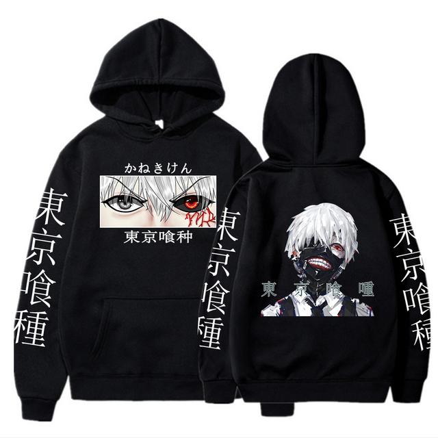 Tokyo Ghoul Anime Hoodie Pullover Sweatshirts Ken Kaneki Grafik Bedruckte Tops Lässige Hip Hop Streetwear XXL