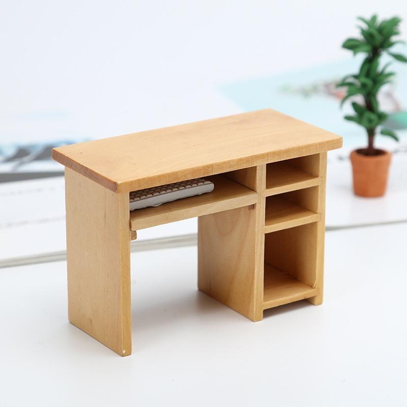1/12 Puppenhaus Miniatur Zubehör Mini Holz Computer Schreibtisch Modell Simulation Möbel Spielzeug für Puppenhaus Dekorieren 1pcs Desk