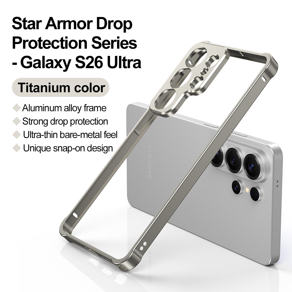 Bare-Metal-Gefühl Aluminiumlegierung Metallrahmen Kameraschutz Handyhülle Für Samsung Galaxy S26 Ultra S25 S24 Fe Eckenschutz Anti-Fall-Hülle Galaxy S24 Ultra graue