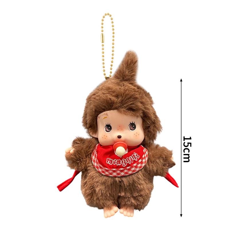 Monchhichi Puppe Schlüsselanhänger Kawaii Taschen Anhänger Kindergeburtstag Geburtstagsgeschenk Rucksack Schlüsselanhänger Schmuckstück Partygeschenk brown