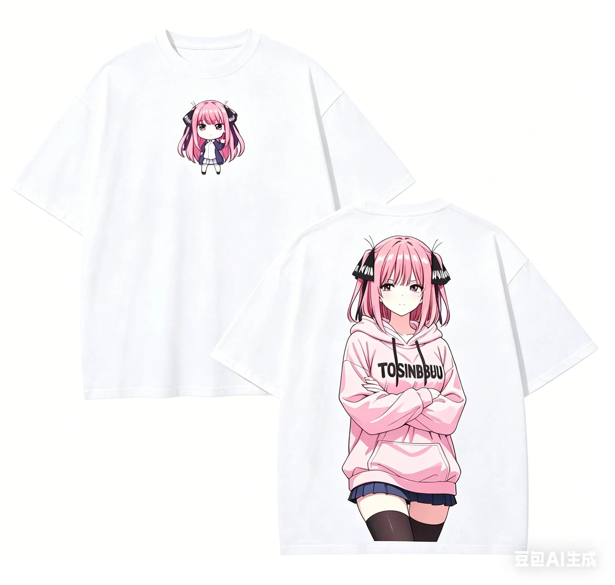 Das Quintessentielle Quintett Nino Nakano Klassisches Baumwoll-T-Shirt, Neue Personalisierte Kleidung, Lockerer Schnitt, Ganzjahres XXXL schwarz