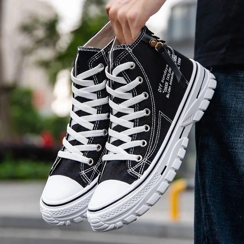 Herrenschuhe, vulkanisierte Canvasschuhe, High Top Sneakers, lässig, atmungsaktiv, Plateauschuhe, klobige Sneakers, Herrentrainer, Tenis Masculino 43