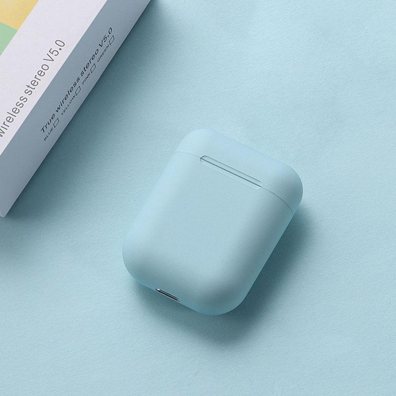 VAORLO Inpods 12 TWS Drahtlose Bluetooth-Kopfhörer Touch Control Stereo-Musik mit Ladehülle Bunte Kopfhörer für alle Smartphones blau