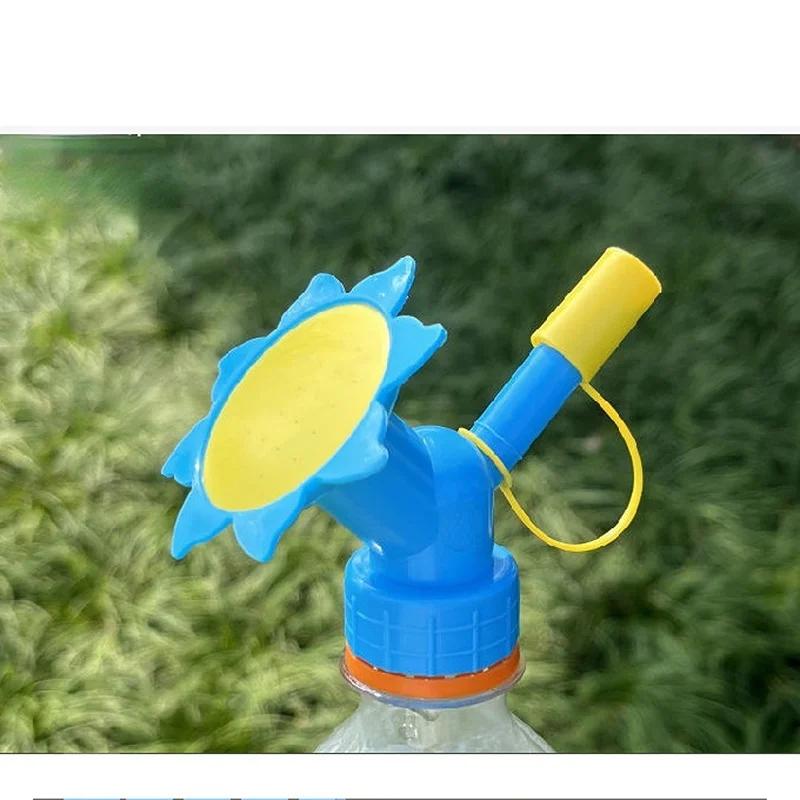 2-in-1-Sprinklerdüse aus Kunststoff, Gießflasche, Wasserkanister zur Blumenbewässerung, Gießflaschenkopf, Gartengeräte, Rasensprinkler blau