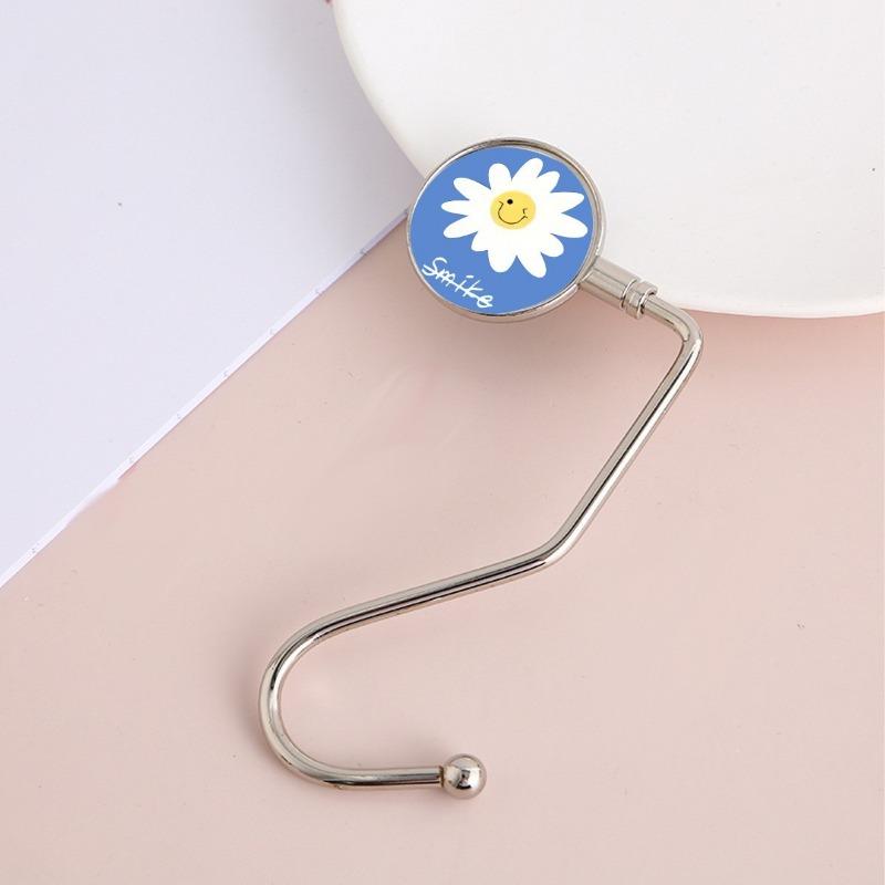 Haken Abnehmbarer Schreibtisch für Büro Schreibtisch für Schülertasche Desktop-Haken Tragbarer Beistelltisch für Schule Schreibtischtasche Randhaken flower