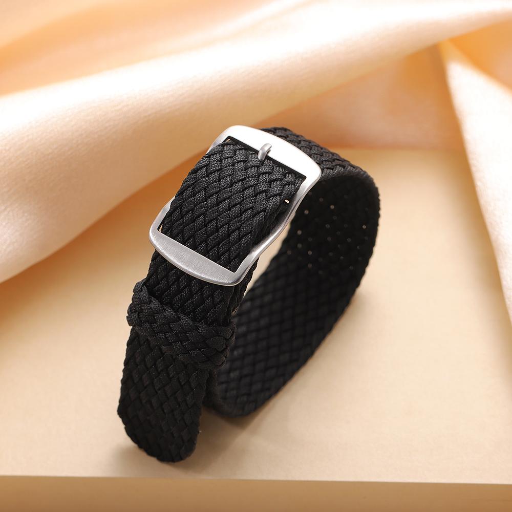 14mm 16mm 18mm 20mm 22mm Nylon Gewebtes Canvas Uhrenarmband Herren Damen für Perlon für Omega Armband Uhrenarmband Sport Armband Zubehör 18mm schwarz