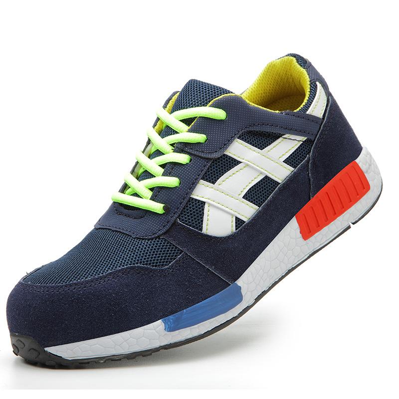 Sicherheitsschuhe für Herren und Damen, mit Stahlkappe, flache Schuhe, lässig, Schutzschuhe, Sneaker, Schutz, Bausicherheit, Herren-Arbeitsstiefel 44 blau