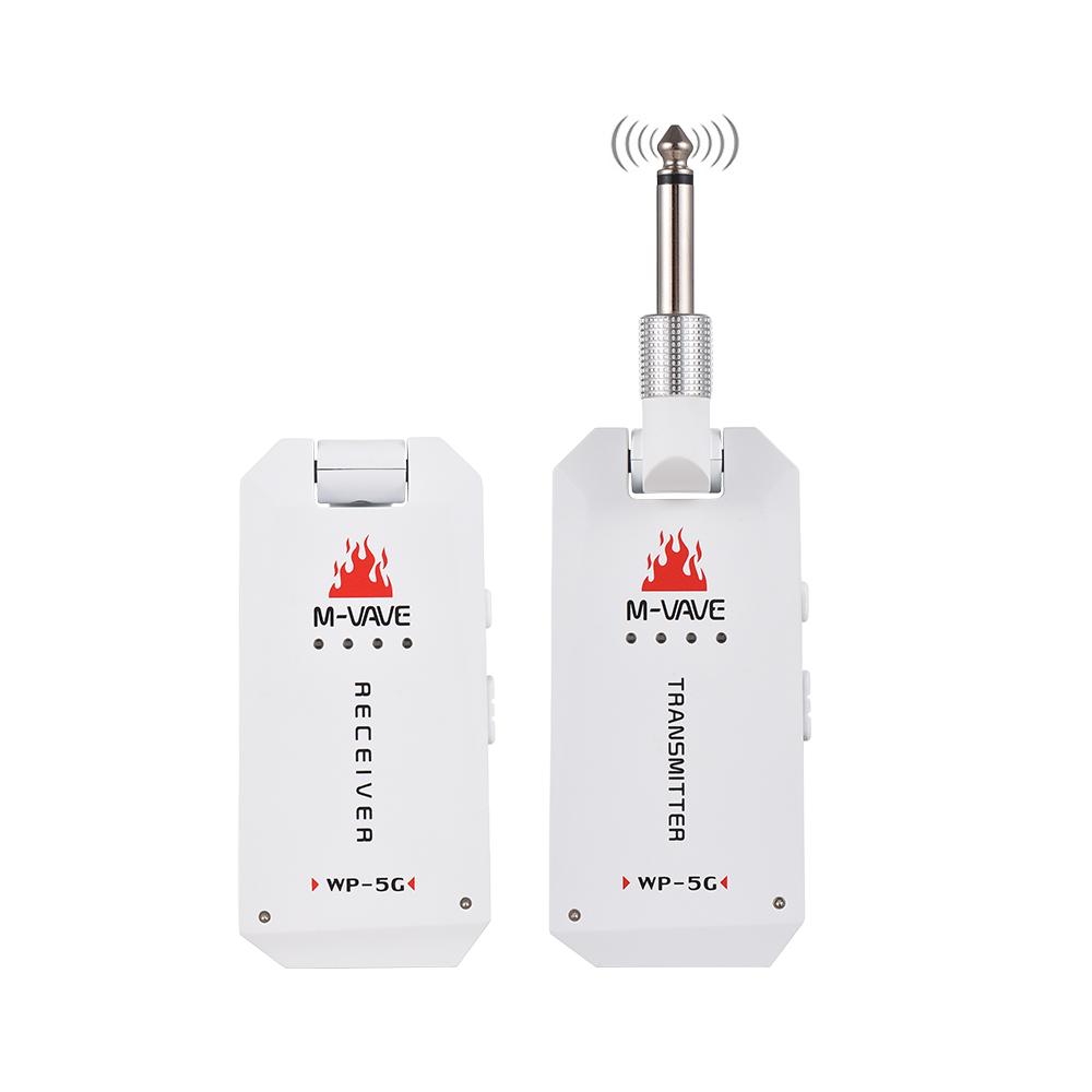 M-VAVE 5,8G Wireless Gitarre System Wiederaufladbare Gitarre Sender Empfänger Set UHF für Elektrische weiß