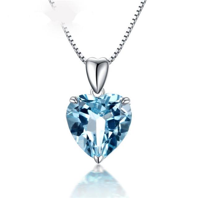 Natürlicher blauer Topas-Schmuck, 100 % S925-Sterlingsilber, 45 cm Halsketten-Anhänger für Frauen, Silber 925-Schmuck, Bizuteria-Topas-Edelstein blau