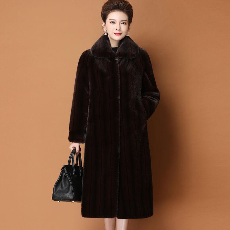 Winter Mohair Warm All-Match Plus Baumwolle Dicker Mantel Damen Länge Mantel Damen Pelzmantel Damen Nerz Pelz High-End Nerz Pelzmantel Jacke L