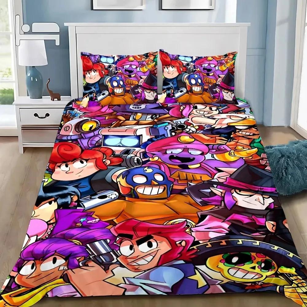 Anime Spiele B-Brawl Leon Bettwäsche Set Spiele Bettbezug Kissenbezug Erwachsene Junge Mädchen Schlafzimmer Dekoration Geschenke für Kinder (135x200cm)