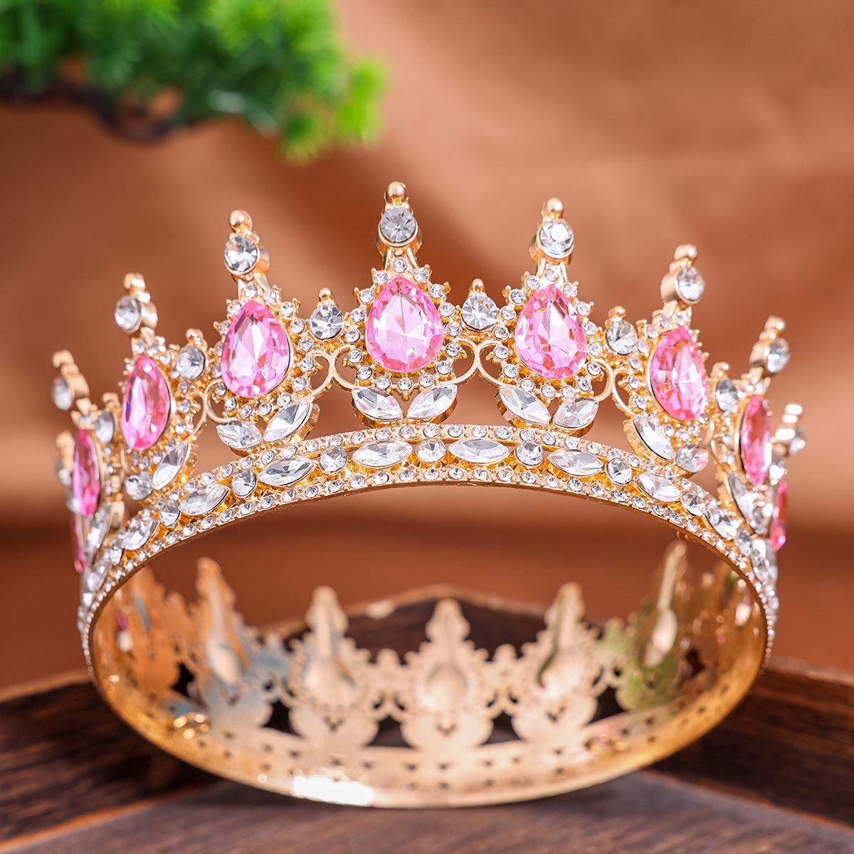 Retro Barock Krone Braut Hochzeitskleid Krone Legierung Mehrfarbig Geburtstag Ball Erwachsenwerden Zeremonie Kopfschmuck