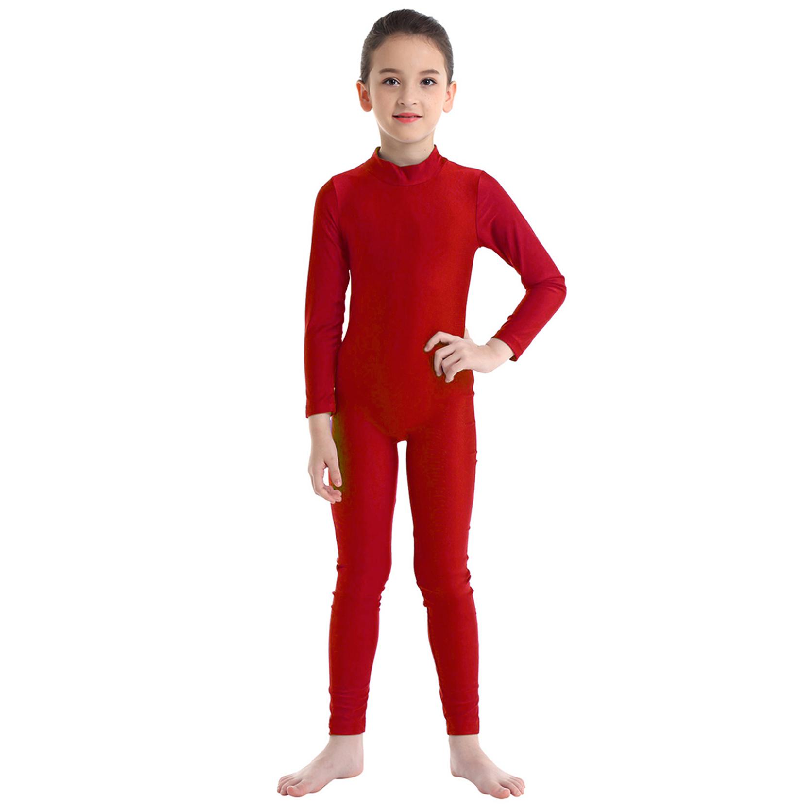 Langarm-Tanz-Gymnastik-Trikot für Kinder, Ganzanzug, Ganzkörper-Body, Catsuit, Tanzbekleidung, Kostüme 14-16 Years
