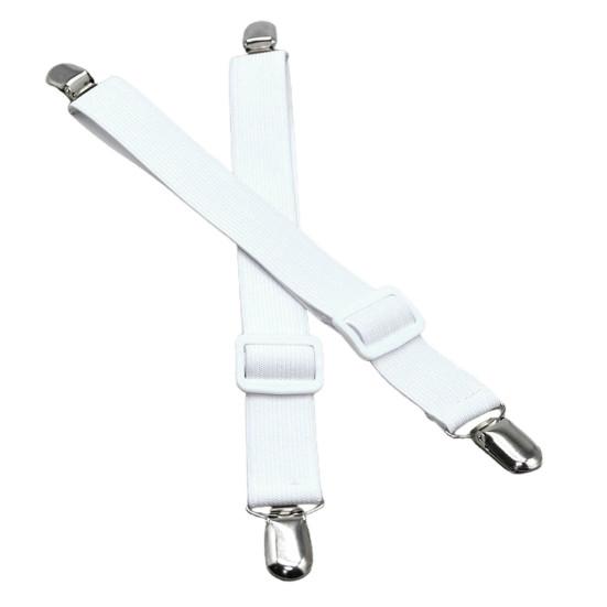 2Pcs Versteckte Strap Tischdecke Clips Befestigungen Tisch Tuch Halter Clips Einstellbare Elastizität Picknick Tischdecke weiß