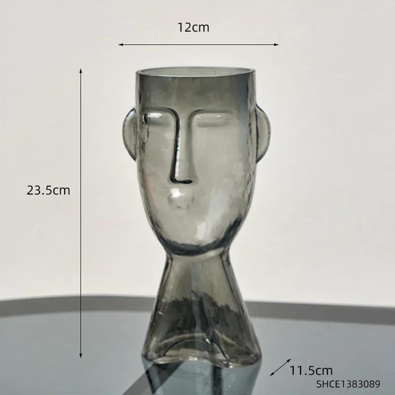 Künstlerische Gesichtsglasvase Transparentes Terrarium für Ornamente Wohnzimmerdekoration Blumenvase Tischdekoration Zubehör Handwerk