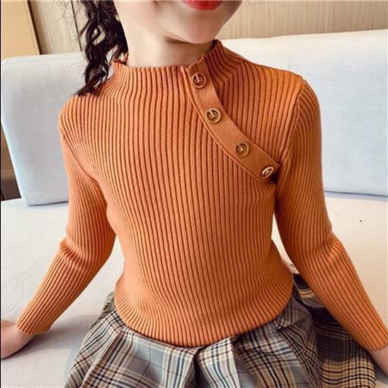 Mode Frühling Mädchen Pullover Strick Pullover Tops Rollkragen Mädchen Pullover 2-14 Jahre Kinder Kleidung Warme Kinder Pullover 130 orange