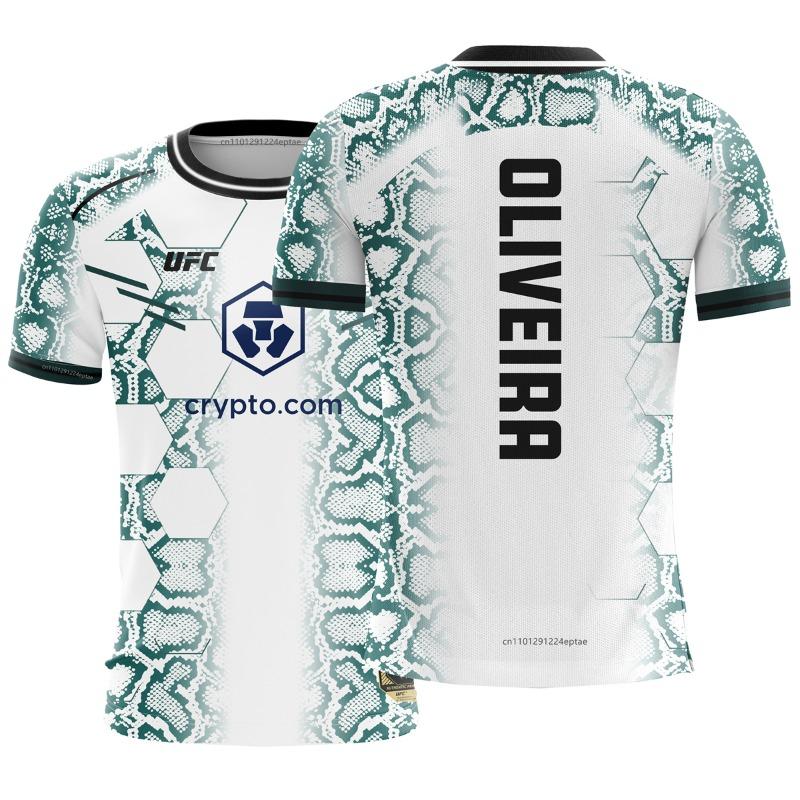 UFC MMA Oliveira T-Shirts Brasilianischer Mixed Martial Artist Herren Fight Night Champion Trikot Sommer Herren GYM Atmungsaktive T-Shirts Oberteile S gray