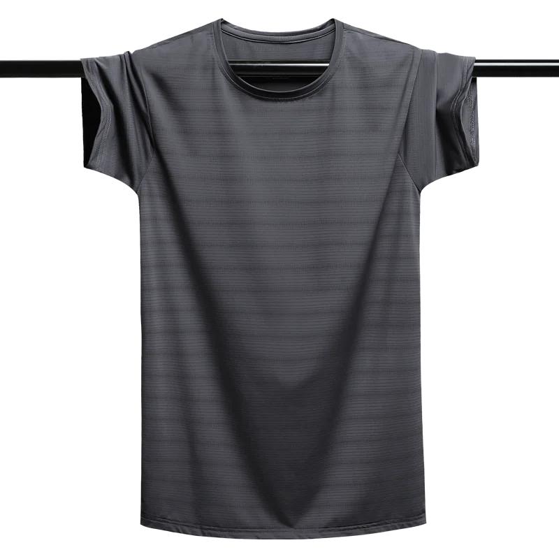 Übergroßen 8XL 9XL Eis Seide Mesh T-shirt Für Männer Sommer Atmungsaktive Kurzarm Tops männer Schnell Trocknend T-shirt Trainer laufen T-shirt XXXXXL graue