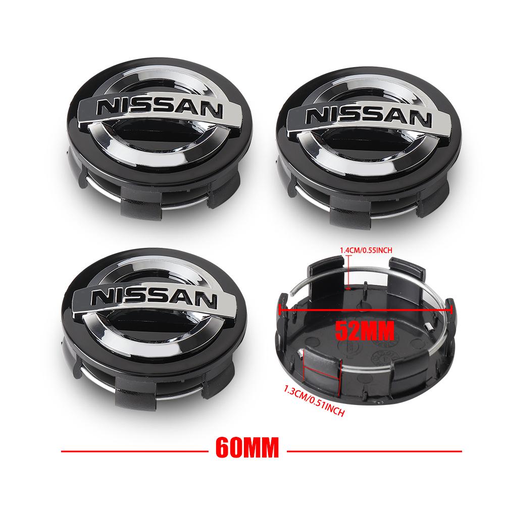 4 STÜCKE 60MM Für Nissan Qashqai J11 J10 Leaf X-Trail T32 T33 March Tiida Kicks Versa Juke Auto Radmitte Nabenkappen Logo Abdeckung schwarz