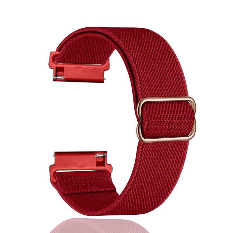 Verstellbares Uhrenarmband aus gewebtem Nylon – Kompatibel mit 18/20/22 mm Huami & Versa 2 Versa2/Lite/Versa SE claret