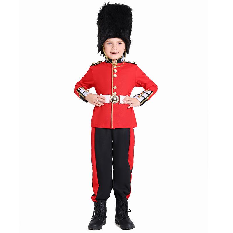 Kinder Jungen Britische Soldaten Königliche Ehrengarde Jacke Hose Hut Set Halloween Cosplay Kostüme Rollenspiel Outfit XS rot