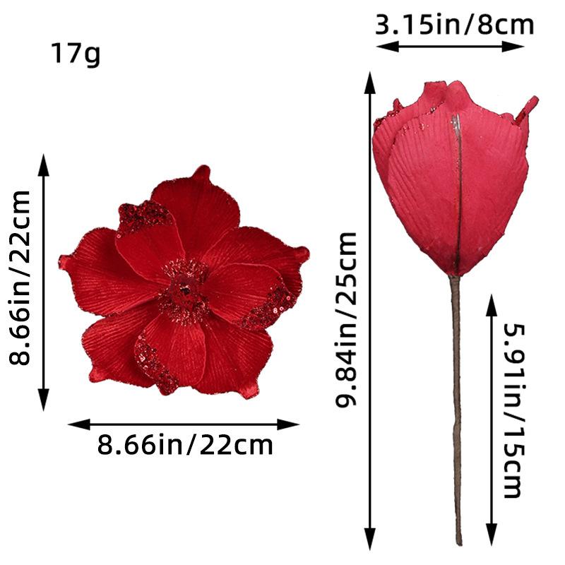 6 Stück Neuankömmling Weihnachts-Poinsettia-Blumen zur Dekoration, Heimdeko künstliche Blumen, Weihnachtsbaumdeko bedeckt Blume, Neujahrsbaumdeko 6pcs-red