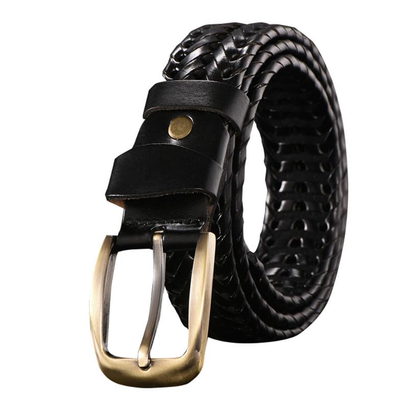 Neuer Gürtel Herren Ledergürtel Handgewebt Lässig Wild Schlicht Tide Gürtel 110cm schwarz