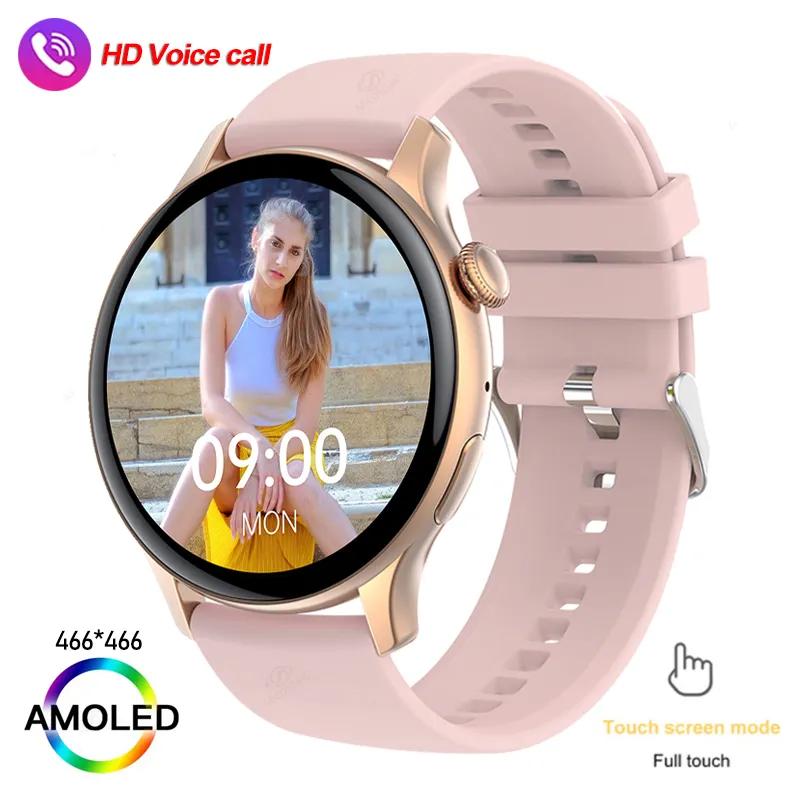 SACOSDING Damen-Smartwatch, 466 x 466, Amoled, 1,43-Zoll-HD-Bildschirm, zeigt immer die Uhrzeit an, Bluetooth-Anrufe, wasserdichte Sport-Smartwatch