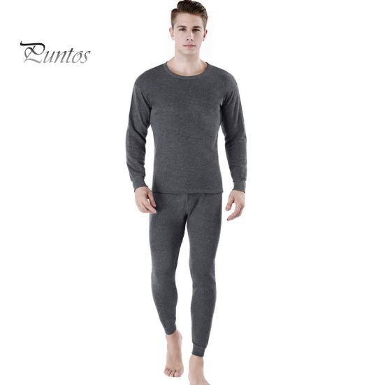 2 Teile/satz Männer Warme Anzug Oansatz Langarm Tops Elastische Taille Lange Hosen Set Einfarbig Plüsch Futter Pyjamas Set 2XL dunkelgraue