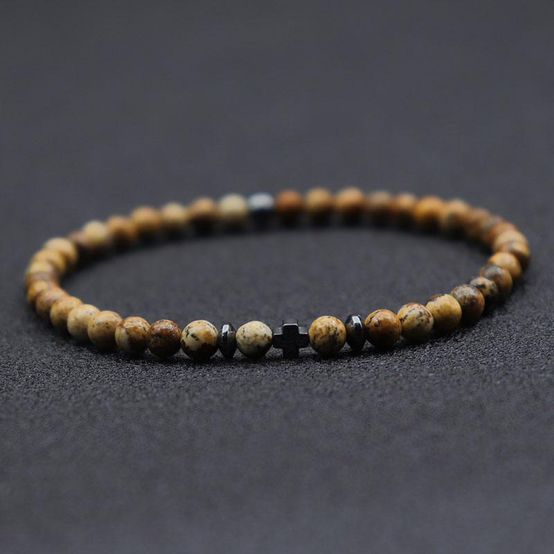 Noter Herren Armband 6 Farben 4mm Perlenkette Armband Natürlicher Hämatit Stein Heilendes Armband Meditation Yoga Zubehör Schmuck