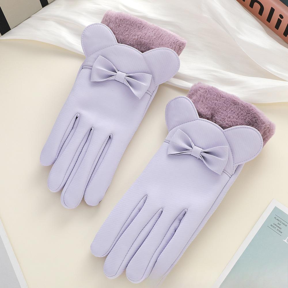Warme Handschuhe für Damen Plus Samt Verdickt Winddicht und Kalt Outdoor Reiten Touchscreen Hautgefühl Herbst- und Winterhandschuhe one size fits all gray