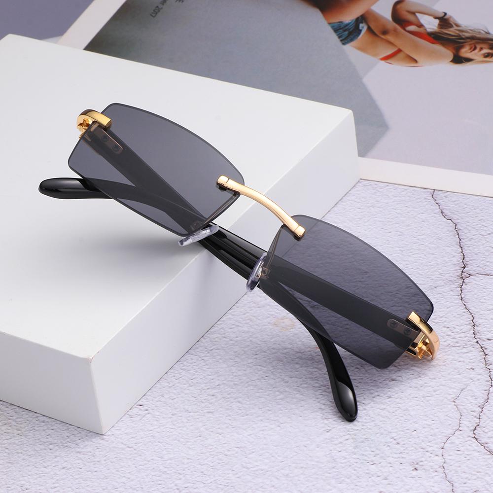UV400 Brillen Fahren Sonnenbrillen Randlose Rechteckige Sonnenbrillen Mode-Tönungen Punk-Sonnenbrillen Black