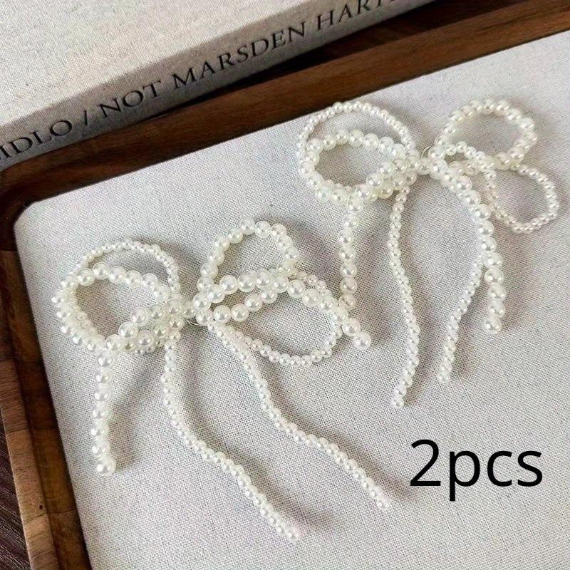 2 stücke Perle bogen schleife quaste schuh schnalle dekoration, modische kleine duftenden stil schuh zubehör und zubehör 2pcs