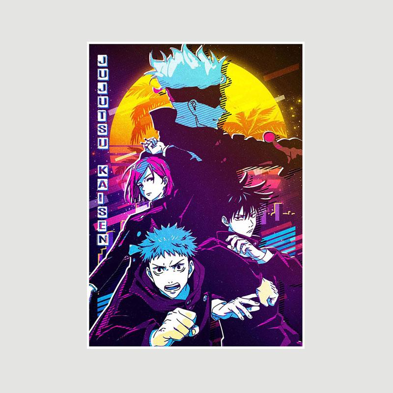Weißes Papier Retro Anime Figur Poster Wandbild Vintage Demon Slayer Jujutsu Kaisen Banana Fish Poster Heimdekor DIY Raumdekoration Kunstmalerei 30x21cm