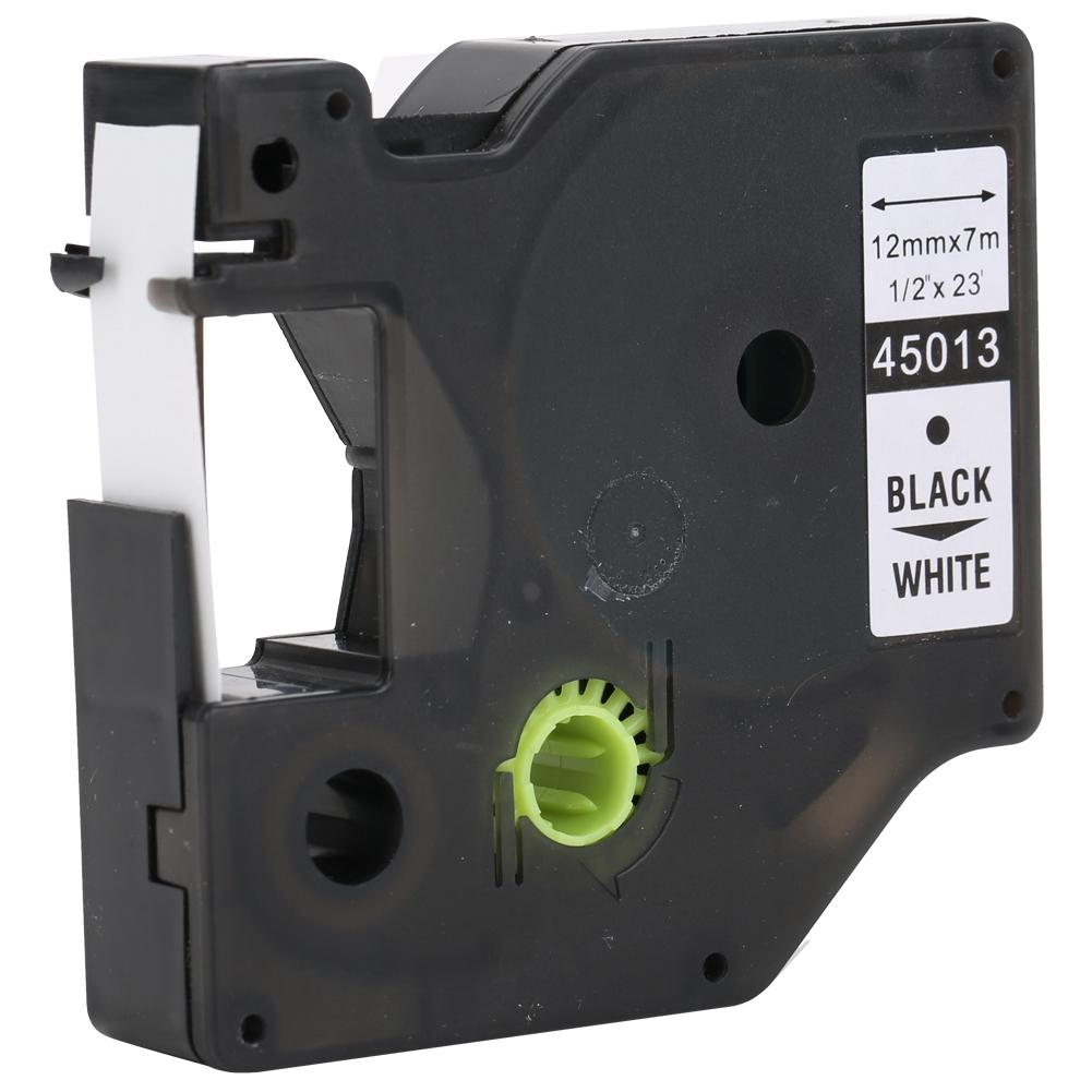 Laminiertes Etikettenband Etikettendrucker Farbband Schwarz auf Weiß 12mm für DYMO LM-160280