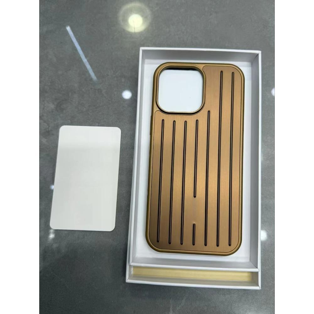 Ins Premium Aluminiumlegierung Handyhülle Für RIMOWA Box Für iPhone 17 Pro Max 16 15 14 13 3D Wellenstreifen Gepäck Verbesserter Fallschutz Schutzhülle iPhone 15 elfenbein
